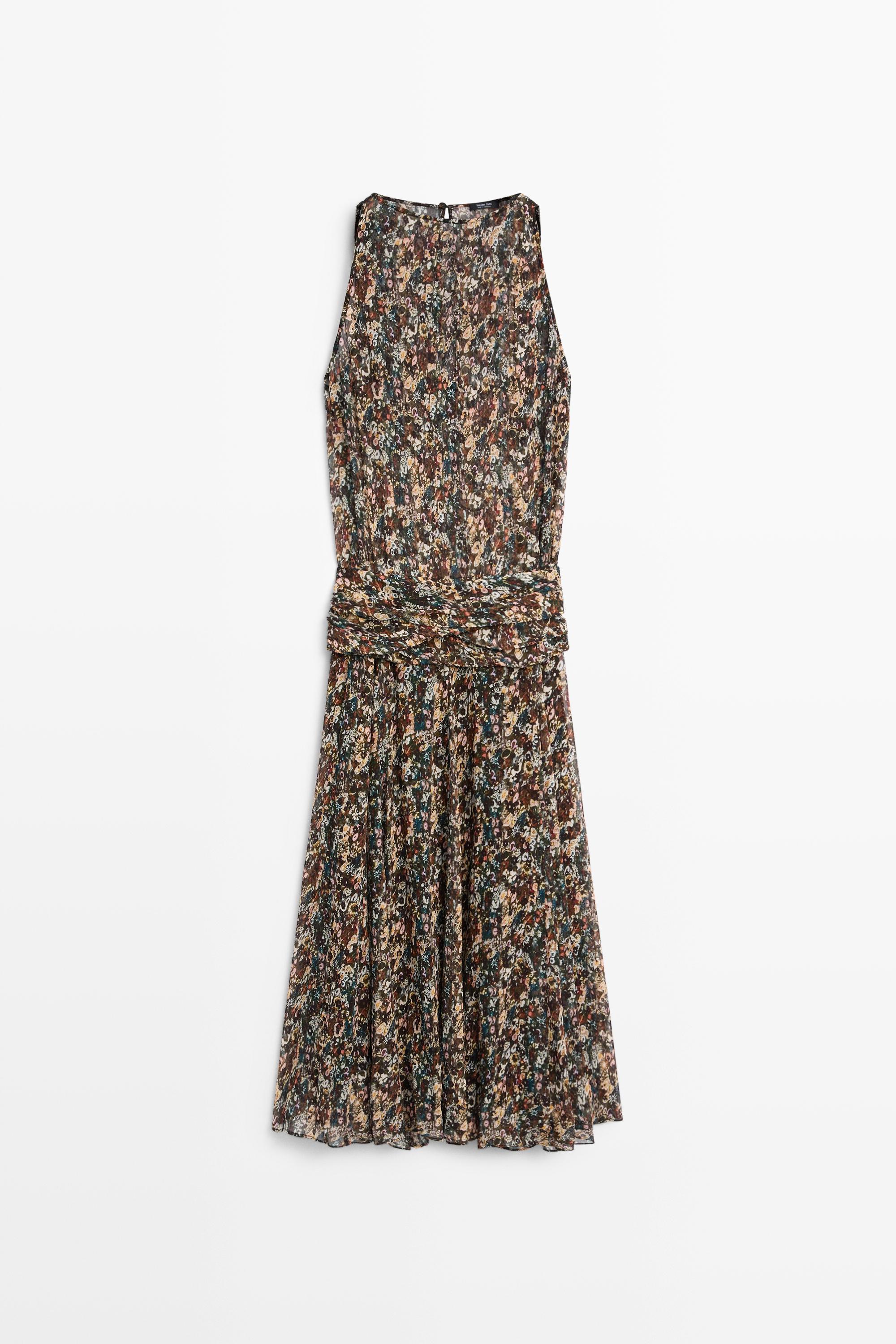 Printed dress with sash detail